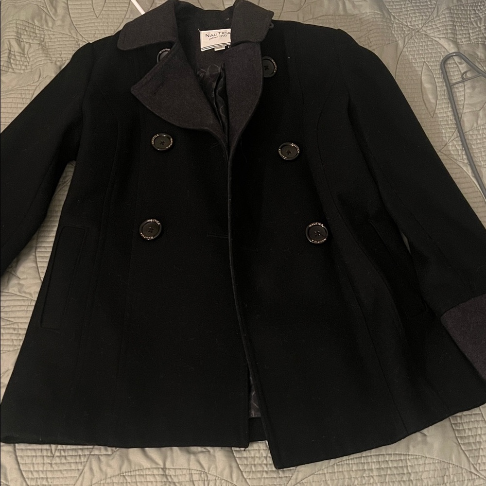 Nautica Women's Double-Breasted Black Peacoat